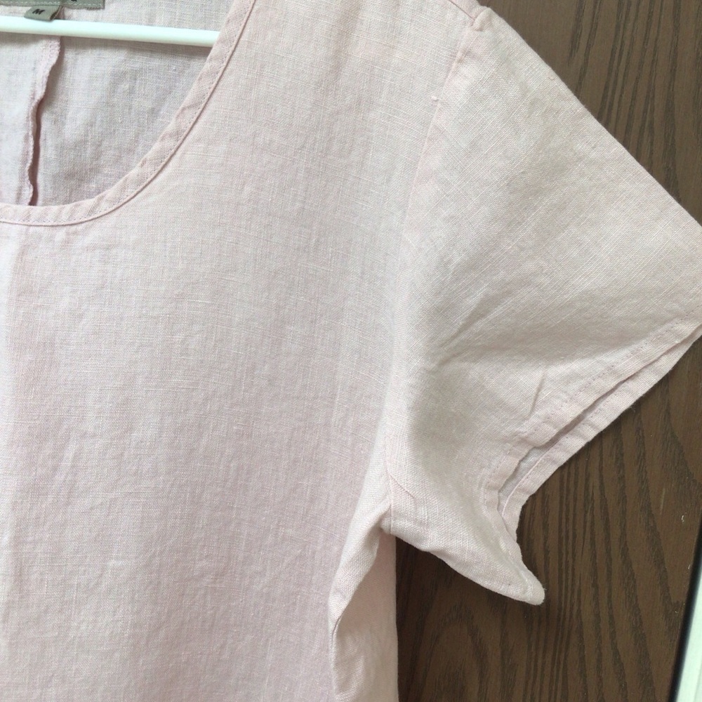 Flax Light Pink Linen Midi Dress - Picture 4 of 11